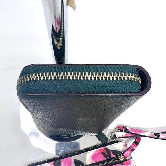 2)Wallet Kate Spade Pink leather convas & Other Wallet Full Zip Leather Green(69 - Picture 7 of 9